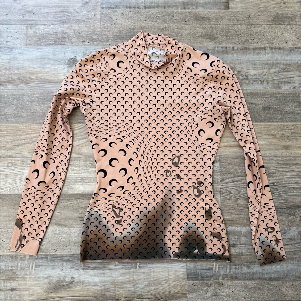 MARINE SERRE Tan Moon Turtleneck
